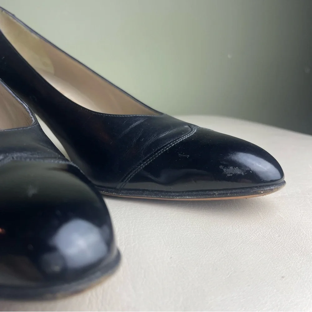 Vintage Salvatore Ferragamo Genuine Black leather heels Size 9 AAAA - Picture 16 of 16